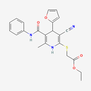 B2690913 Ethyl {[3-cyano-4-(furan-2-yl)-6-methyl-5-(phenylcarbamoyl)-1,4-dihydropyridin-2-yl]sulfanyl}acetate CAS No. 223109-58-8