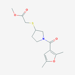 molecular formula C14H19NO4S B2690917 Methyl 2-((1-(2,5-dimethylfuran-3-carbonyl)pyrrolidin-3-yl)thio)acetate CAS No. 2034407-06-0