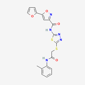 molecular formula C19H15N5O4S2 B2690924 5-(furan-2-yl)-N-(5-((2-oxo-2-(o-tolylamino)ethyl)thio)-1,3,4-thiadiazol-2-yl)isoxazole-3-carboxamide CAS No. 1226427-42-4
