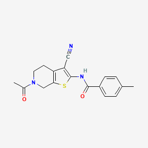 molecular formula C18H17N3O2S B2690926 N-(6-acetyl-3-cyano-5,7-dihydro-4H-thieno[2,3-c]pyridin-2-yl)-4-methylbenzamide CAS No. 864858-26-4