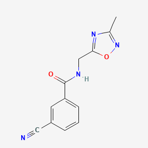 molecular formula C12H10N4O2 B2690943 3-cyano-N-((3-methyl-1,2,4-oxadiazol-5-yl)methyl)benzamide CAS No. 1206986-93-7