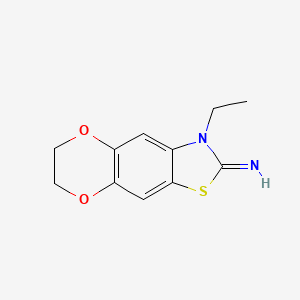 molecular formula C11H12N2O2S B2690944 3-ethyl-6,7-dihydro-[1,4]dioxino[2',3':4,5]benzo[1,2-d]thiazol-2(3H)-imine CAS No. 1396867-29-0