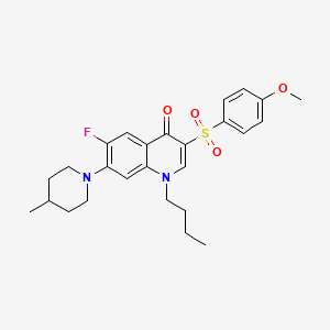 1-butyl-6-fluoro-3-((4-methoxyphenyl)sulfonyl)-7-(4-methylpiperidin-1-yl)quinolin-4(1H)-one