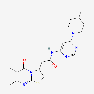 2-(6,7-dimethyl-5-oxo-3,5-dihydro-2H-thiazolo[3,2-a]pyrimidin-3-yl)-N-(6-(4-methylpiperidin-1-yl)pyrimidin-4-yl)acetamide