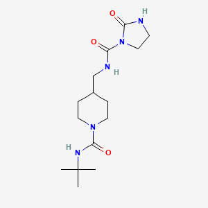 molecular formula C15H27N5O3 B2690982 N-(tert-butyl)-4-((2-oxoimidazolidine-1-carboxamido)methyl)piperidine-1-carboxamide CAS No. 1797793-52-2