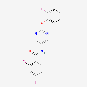 molecular formula C17H10F3N3O2 B2691001 2,4-二氟-N-[2-(2-氟苯氧)嘧啶-5-YL]苯甲酰胺 CAS No. 1421514-36-4