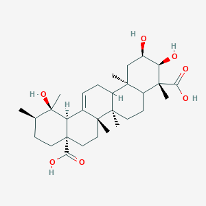molecular formula C30H46O7 B2691010 (2R,3S,4R,6Ar,6bS,8aS,11R,12R,12aS,14bR)-2,3,12-trihydroxy-4,6a,6b,11,12,14b-hexamethyl-1,2,3,4a,5,6,7,8,9,10,11,12a,14,14a-tetradecahydropicene-4,8a-dicarboxylic acid CAS No. 821797-62-0
