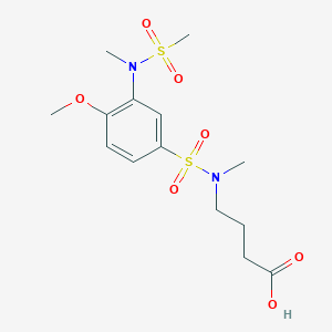 molecular formula C14H22N2O7S2 B2691011 4-(4-methoxy-N-methyl-3-(N-methylmethylsulfonamido)phenylsulfonamido)butanoic acid CAS No. 941913-60-6