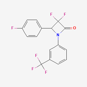 molecular formula C16H9F6NO B2691012 3,3-Difluoro-4-(4-fluorophenyl)-1-[3-(trifluoromethyl)phenyl]azetidin-2-one CAS No. 326617-09-8