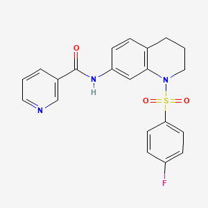 molecular formula C21H18FN3O3S B2691016 N-(1-((4-fluorophenyl)sulfonyl)-1,2,3,4-tetrahydroquinolin-7-yl)nicotinamide CAS No. 1210406-19-1
