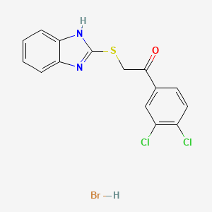molecular formula C15H11BrCl2N2OS B2691019 2-((1H-benzo[d]imidazol-2-yl)thio)-1-(3,4-dichlorophenyl)ethanone hydrobromide CAS No. 219917-23-4