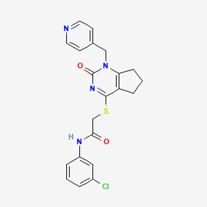 molecular formula C21H19ClN4O2S B2691021 N-(3-chlorophenyl)-2-({2-oxo-1-[(pyridin-4-yl)methyl]-1H,2H,5H,6H,7H-cyclopenta[d]pyrimidin-4-yl}sulfanyl)acetamide CAS No. 946374-20-5
