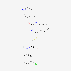 molecular formula C21H19ClN4O2S B2691021 N-(3-chlorophenyl)-2-((2-oxo-1-(pyridin-4-ylmethyl)-2,5,6,7-tetrahydro-1H-cyclopenta[d]pyrimidin-4-yl)thio)acetamide CAS No. 946374-20-5