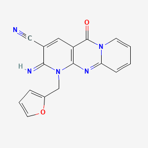 7-(Furan-2-ylmethyl)-6-imino-2-oxo-1,7,9-triazatricyclo[8.4.0.0^{3,8}]tetradeca-3(8),4,9,11,13-pentaene-5-carbonitrile