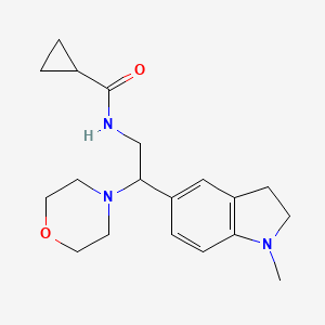 molecular formula C19H27N3O2 B2691046 N-(2-(1-methylindolin-5-yl)-2-morpholinoethyl)cyclopropanecarboxamide CAS No. 921895-42-3