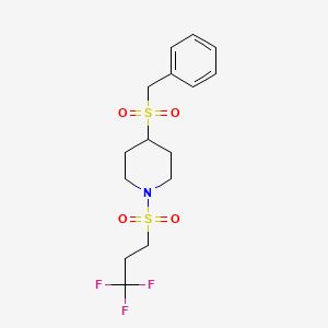 molecular formula C15H20F3NO4S2 B2691053 4-(Benzylsulfonyl)-1-((3,3,3-trifluoropropyl)sulfonyl)piperidine CAS No. 2034609-26-0