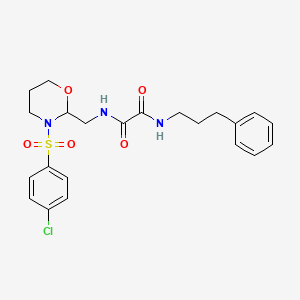 molecular formula C22H26ClN3O5S B2691066 N-{[3-(4-chlorobenzenesulfonyl)-1,3-oxazinan-2-yl]methyl}-N'-(3-phenylpropyl)ethanediamide CAS No. 872724-77-1