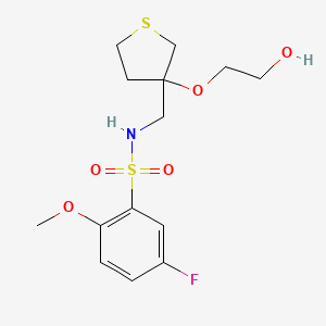 molecular formula C14H20FNO5S2 B2691072 5-fluoro-N-((3-(2-hydroxyethoxy)tetrahydrothiophen-3-yl)methyl)-2-methoxybenzenesulfonamide CAS No. 2309573-43-9