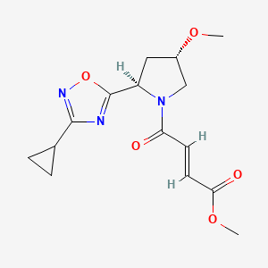 molecular formula C15H19N3O5 B2691119 Methyl (E)-4-[(2R,4S)-2-(3-cyclopropyl-1,2,4-oxadiazol-5-yl)-4-methoxypyrrolidin-1-yl]-4-oxobut-2-enoate CAS No. 2411177-29-0