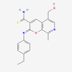 (Z)-2-((4-ethylphenyl)imino)-5-(hydroxymethyl)-8-methyl-2H-pyrano[2,3-c]pyridine-3-carbothioamide