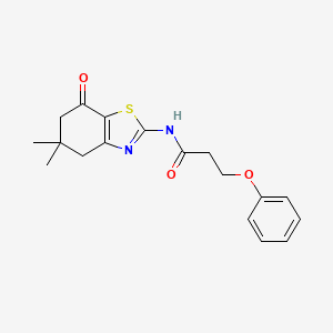 molecular formula C18H20N2O3S B2691124 N-(5,5-dimethyl-7-oxo-4,5,6,7-tetrahydrobenzo[d]thiazol-2-yl)-3-phenoxypropanamide CAS No. 361168-07-2