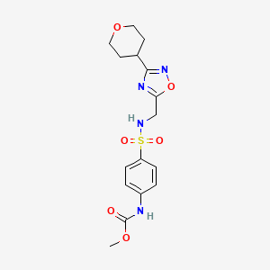 molecular formula C16H20N4O6S B2691133 methyl N-[4-({[3-(oxan-4-yl)-1,2,4-oxadiazol-5-yl]methyl}sulfamoyl)phenyl]carbamate CAS No. 2034518-57-3