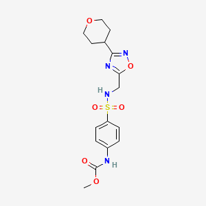 methyl (4-(N-((3-(tetrahydro-2H-pyran-4-yl)-1,2,4-oxadiazol-5-yl)methyl)sulfamoyl)phenyl)carbamate