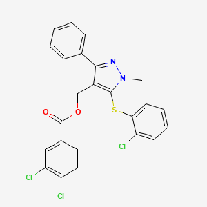 {5-[(2-chlorophenyl)sulfanyl]-1-methyl-3-phenyl-1H-pyrazol-4-yl}methyl 3,4-dichlorobenzenecarboxylate