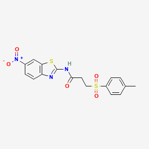 molecular formula C17H15N3O5S2 B2691143 N-(6-nitrobenzo[d]thiazol-2-yl)-3-tosylpropanamide CAS No. 898436-77-6