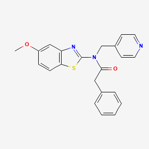molecular formula C22H19N3O2S B2691155 N-(5-methoxybenzo[d]thiazol-2-yl)-2-phenyl-N-(pyridin-4-ylmethyl)acetamide CAS No. 923192-89-6
