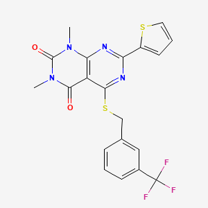 1,3-dimethyl-7-(thiophen-2-yl)-5-((3-(trifluoromethyl)benzyl)thio)pyrimido[4,5-d]pyrimidine-2,4(1H,3H)-dione