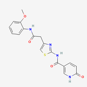molecular formula C18H16N4O4S B2691158 N-(4-(2-((2-methoxyphenyl)amino)-2-oxoethyl)thiazol-2-yl)-6-oxo-1,6-dihydropyridine-3-carboxamide CAS No. 946233-74-5