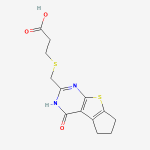 3-[({12-Oxo-7-thia-9,11-diazatricyclo[6.4.0.0^{2,6}]dodeca-1(8),2(6),9-trien-10-yl}methyl)sulfanyl]propanoic acid