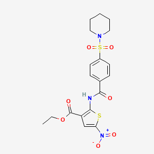 Ethyl 5-nitro-2-(4-(piperidin-1-ylsulfonyl)benzamido)thiophene-3-carboxylate