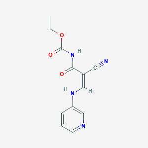 molecular formula C12H12N4O3 B2691179 ethyl N-[2-cyano-3-(3-pyridinylamino)acryloyl]carbamate CAS No. 106949-17-1