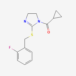 cyclopropyl(2-((2-fluorobenzyl)thio)-4,5-dihydro-1H-imidazol-1-yl)methanone