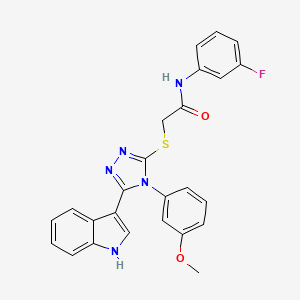 molecular formula C25H20FN5O2S B2691207 N-(3-fluorophenyl)-2-{[5-(1H-indol-3-yl)-4-(3-methoxyphenyl)-4H-1,2,4-triazol-3-yl]sulfanyl}acetamide CAS No. 946377-31-7