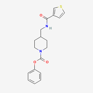 molecular formula C18H20N2O3S B2691211 Phenyl 4-((thiophene-3-carboxamido)methyl)piperidine-1-carboxylate CAS No. 1235391-02-2