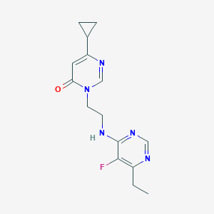 molecular formula C15H18FN5O B2691213 6-Cyclopropyl-3-[2-[(6-ethyl-5-fluoropyrimidin-4-yl)amino]ethyl]pyrimidin-4-one CAS No. 2415487-60-2