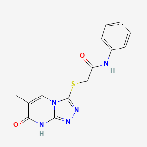 molecular formula C15H15N5O2S B2691234 2-((5,6-dimethyl-7-oxo-7,8-dihydro-[1,2,4]triazolo[4,3-a]pyrimidin-3-yl)thio)-N-phenylacetamide CAS No. 891129-05-8