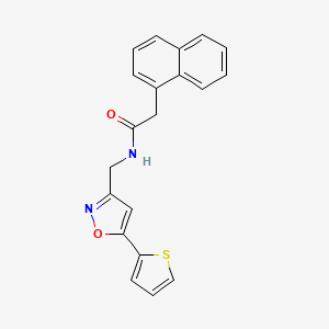 molecular formula C20H16N2O2S B2691237 2-(naphthalen-1-yl)-N-((5-(thiophen-2-yl)isoxazol-3-yl)methyl)acetamide CAS No. 946341-40-8