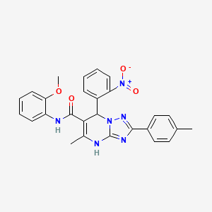 molecular formula C27H24N6O4 B2691238 N-(2-methoxyphenyl)-5-methyl-2-(4-methylphenyl)-7-(2-nitrophenyl)-4H,7H-[1,2,4]triazolo[1,5-a]pyrimidine-6-carboxamide CAS No. 543679-06-7