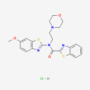 molecular formula C22H23ClN4O3S2 B2691265 N-(6-methoxybenzo[d]thiazol-2-yl)-N-(2-morpholinoethyl)benzo[d]thiazole-2-carboxamide hydrochloride CAS No. 1215775-03-3