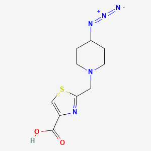 molecular formula C10H13N5O2S B2691274 2-[(4-Azidopiperidin-1-yl)methyl]-1,3-thiazole-4-carboxylic acid CAS No. 2173997-15-2