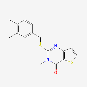 molecular formula C16H16N2OS2 B2691280 2-[(3,4-dimethylbenzyl)sulfanyl]-3-methylthieno[3,2-d]pyrimidin-4(3H)-one CAS No. 1326888-38-3
