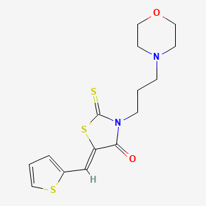 molecular formula C15H18N2O2S3 B2691281 (Z)-3-(3-morpholinopropyl)-5-(thiophen-2-ylmethylene)-2-thioxothiazolidin-4-one CAS No. 848922-06-5