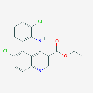 molecular formula C18H14Cl2N2O2 B2691289 Ethyl 6-chloro-4-[(2-chlorophenyl)amino]quinoline-3-carboxylate CAS No. 955282-73-2