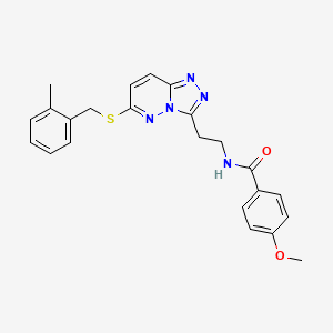 molecular formula C23H23N5O2S B2691290 4-methoxy-N-(2-(6-((2-methylbenzyl)thio)-[1,2,4]triazolo[4,3-b]pyridazin-3-yl)ethyl)benzamide CAS No. 872996-18-4