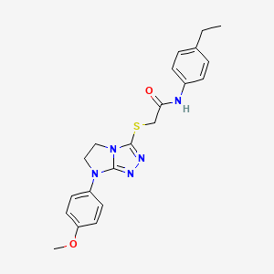 molecular formula C21H23N5O2S B2691298 N-(4-ethylphenyl)-2-((7-(4-methoxyphenyl)-6,7-dihydro-5H-imidazo[2,1-c][1,2,4]triazol-3-yl)thio)acetamide CAS No. 921789-12-0