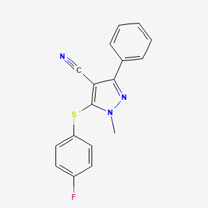 molecular formula C17H12FN3S B2691301 5-[(4-fluorophenyl)sulfanyl]-1-methyl-3-phenyl-1H-pyrazole-4-carbonitrile CAS No. 321998-37-2